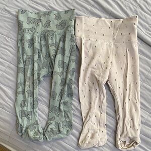 H&M Baby Leggings Set in Green and Cream 3-6m